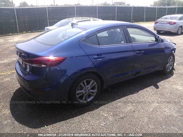 5NPD84LF8JH264007 - 2018 HYUNDAI ELANTRA SEL/VALUE/LIMITED BLUE photo 4