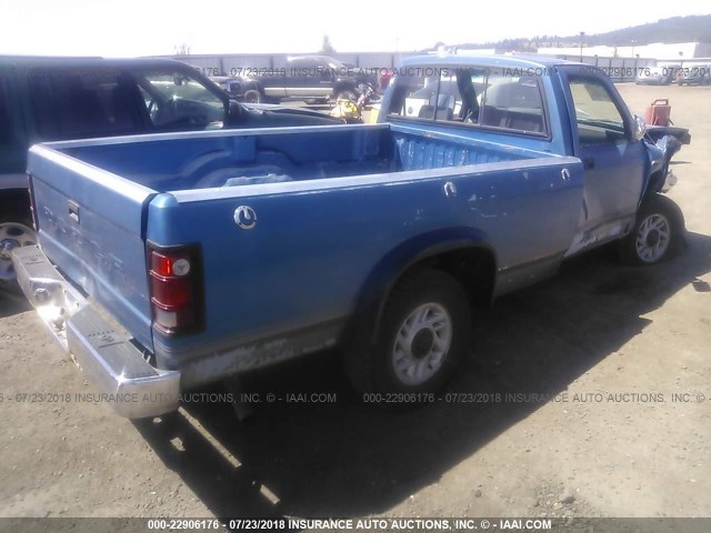 1B7GG26XXNS623406 - 1992 DODGE DAKOTA BLUE photo 4