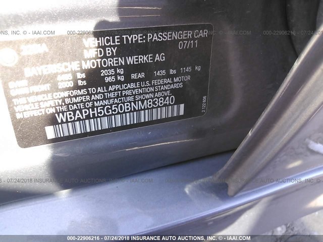 WBAPH5G50BNM83840 - 2011 BMW 328 I SULEV GRAY photo 9