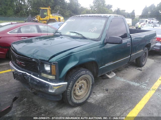 1GTEK14W3VZ546783 - 1997 GMC SIERRA K1500 GREEN photo 2