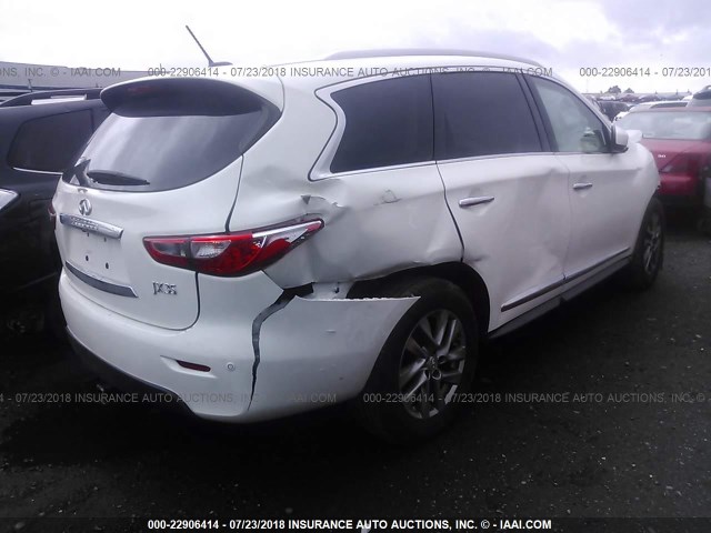 5N1AL0MM4DC300715 - 2013 INFINITI JX35 WHITE photo 4