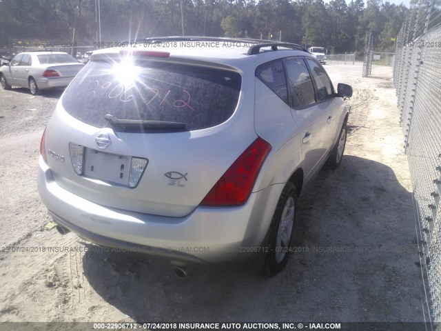 JN8AZ08T14W226709 - 2004 NISSAN MURANO SL/SE SILVER photo 4