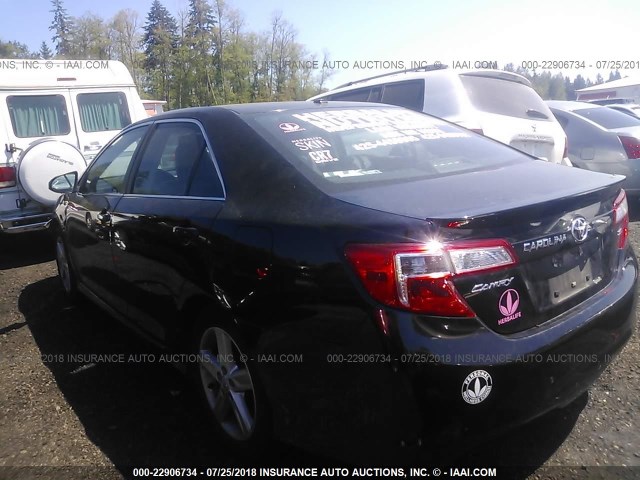 4T1BF1FK1CU141674 - 2012 TOYOTA CAMRY SE/LE/XLE BLACK photo 3