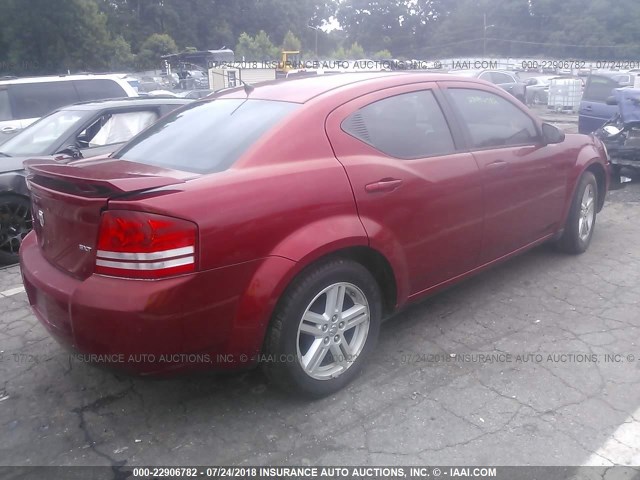 1B3LC56KX8N684291 - 2008 DODGE AVENGER SXT RED photo 4