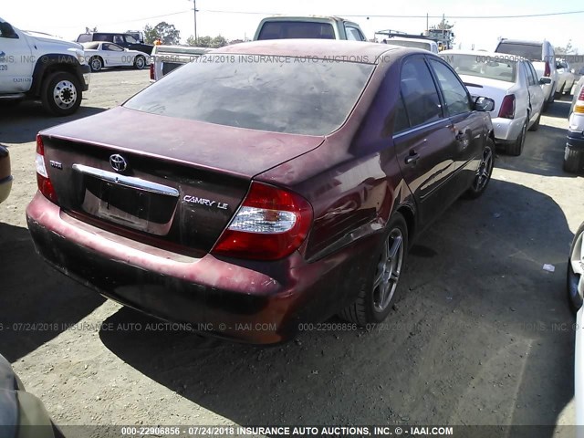 4T1BE30K42U008655 - 2002 TOYOTA CAMRY LE/XLE/SE 红色 照片 4