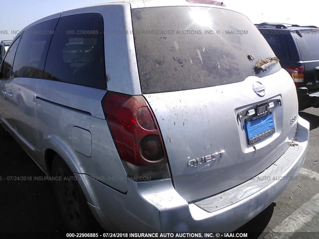 5N1BV28UX4N313543 - 2004 NISSAN QUEST S/SE/SL SILVER photo 6