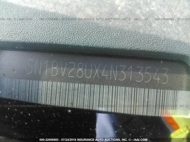 5N1BV28UX4N313543 - 2004 NISSAN QUEST S/SE/SL SILVER photo 9