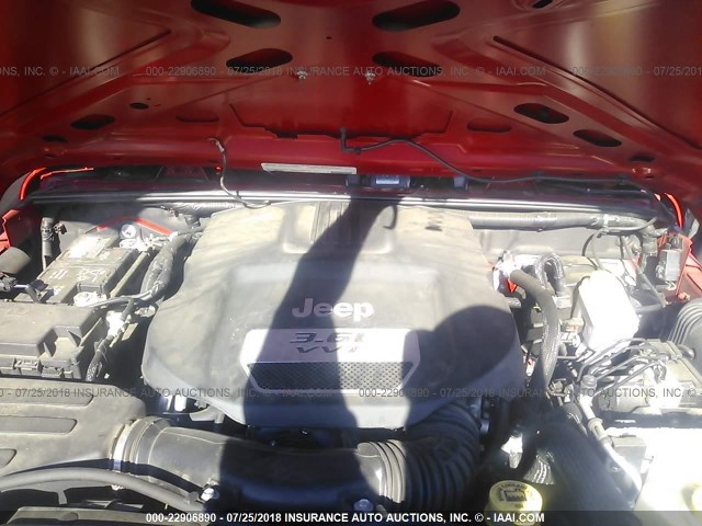 1C4AJWAGXCL224217 - 2012 JEEP WRANGLER SPORT 红色 照片 10