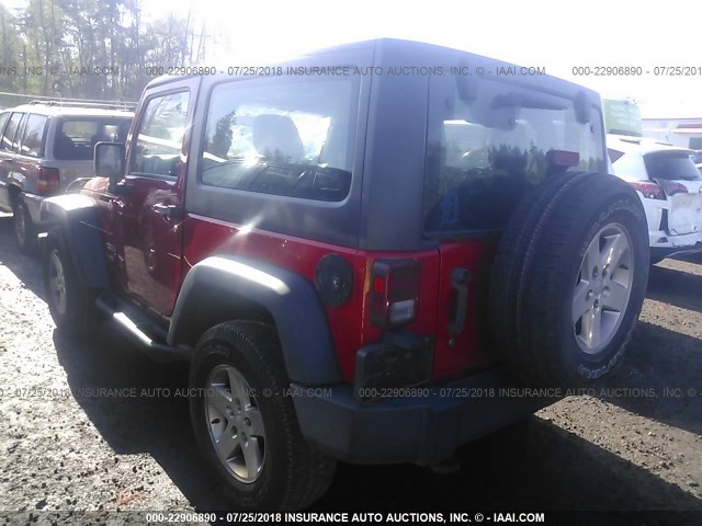 1C4AJWAGXCL224217 - 2012 JEEP WRANGLER SPORT 红色 照片 3