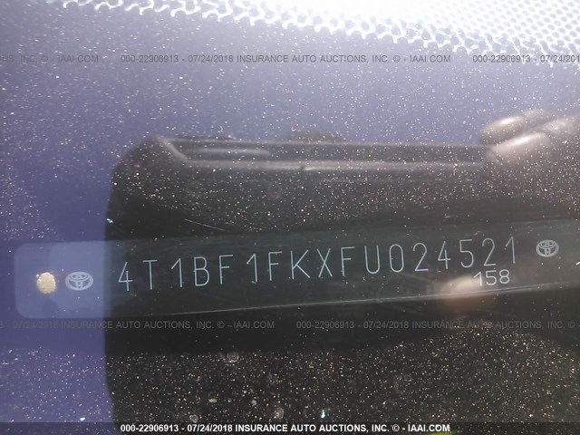 4T1BF1FKXFU024521 - 2015 TOYOTA CAMRY LE/XLE/SE/XSE GRAY photo 9