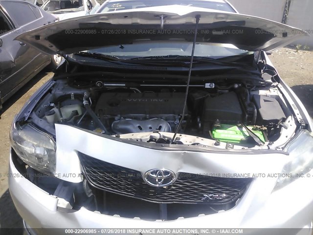 1NXBE4EE3AZ305200 - 2010 TOYOTA COROLLA XRS SILVER photo 10