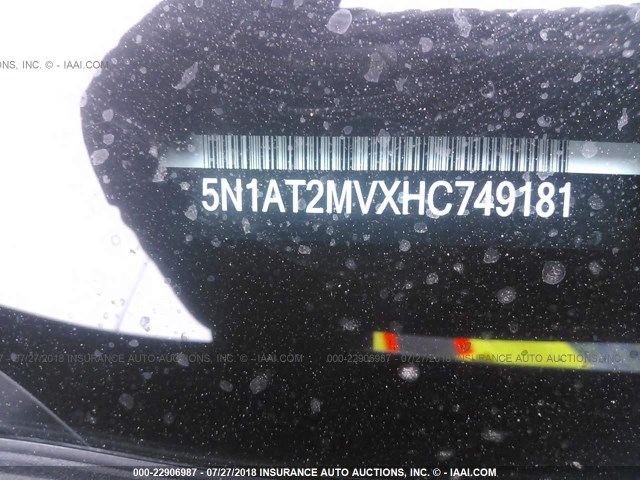 5N1AT2MVXHC749181 - 2017 NISSAN ROGUE SV/SL BLACK photo 9