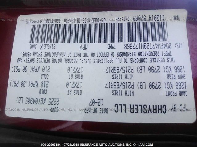 2D4FV47T28H177968 - 2008 DODGE MAGNUM RED photo 9