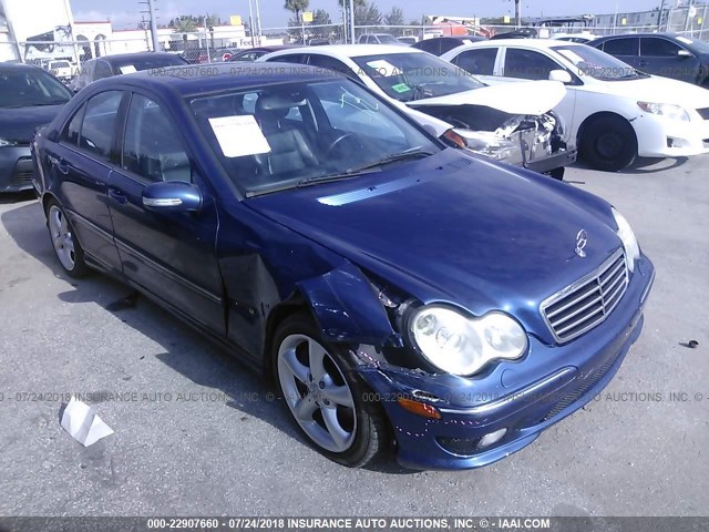 WDBRF40J65A708307 - 2005 MERCEDES-BENZ C 230K SPORT SEDAN BLUE photo 1