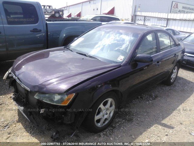 5NPEU46F96H150665 - 2006 HYUNDAI SONATA GLS/LX BURGUNDY photo 2