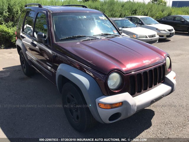 1J4GL48K54W258661 - 2004 JEEP LIBERTY SPORT BURGUNDY photo 1