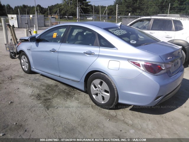 KMHEC4A41BA004914 - 2011 HYUNDAI SONATA HYBRID BLUE photo 3