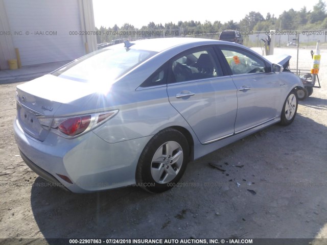 KMHEC4A41BA004914 - 2011 HYUNDAI SONATA HYBRID BLUE photo 4