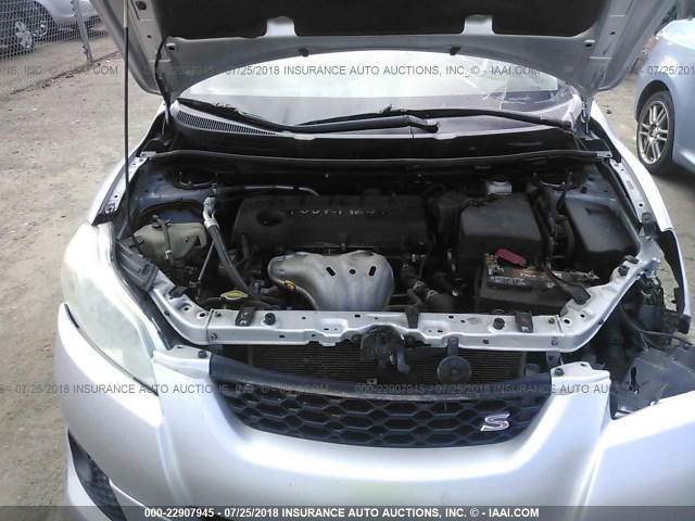 2T1KE40E69C008698 - 2009 TOYOTA COROLLA MATRIX S SILVER photo 10