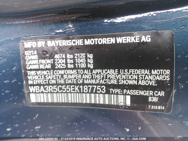 WBA3R5C55EK187753 - 2014 BMW 435 XI Dark Blue photo 9