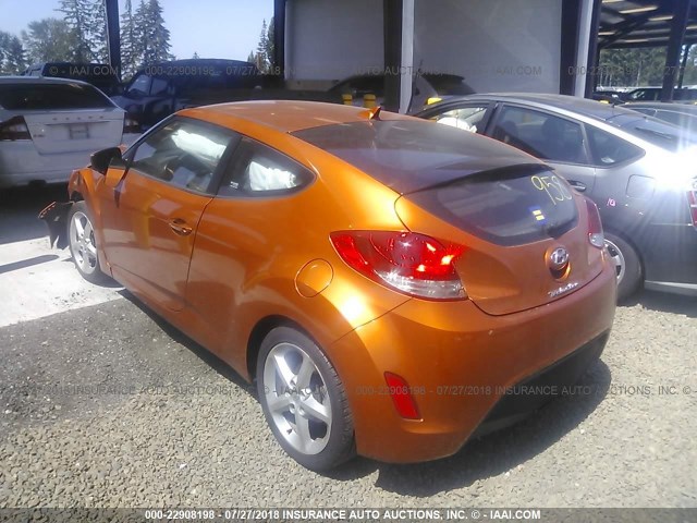 KMHTC6AD3CU029008 - 2012 HYUNDAI VELOSTER ORANGE photo 3