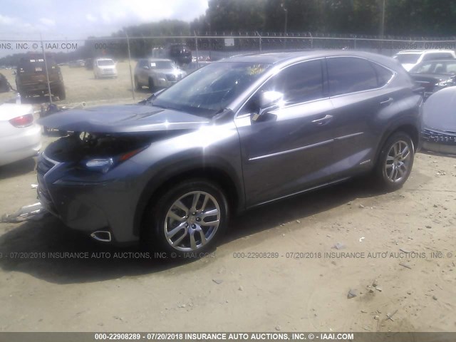 JTJYWRBZ2F2003154 - 2015 LEXUS NX 300H GRAY photo 2