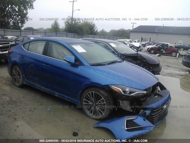 KMHD04LBXJU529225 - 2018 HYUNDAI ELANTRA SPORT BLUE photo 1