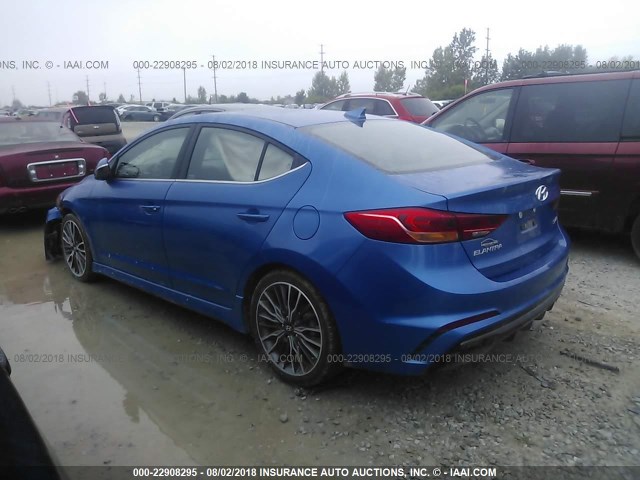 KMHD04LBXJU529225 - 2018 HYUNDAI ELANTRA SPORT BLUE photo 3