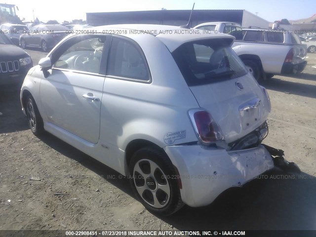 3C3CFFGE2HT521403 - 2017 FIAT 500 ELECTRIC WHITE photo 3