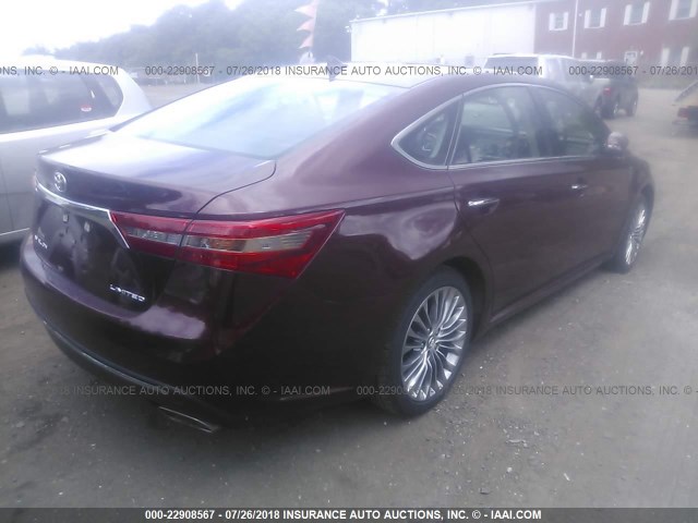 4T1BK1EB2GU237493 - 2016 TOYOTA AVALON XLE PLUS/PREMIUM/TOUR/LTD MAROON photo 4