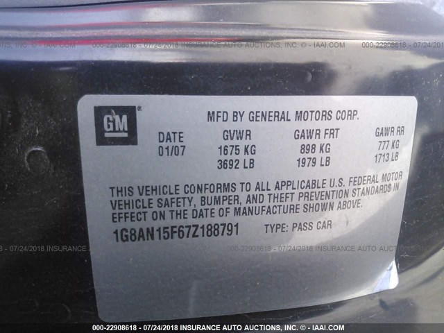 1G8AN15F67Z188791 - 2007 SATURN ION LEVEL 2 红色 照片 9