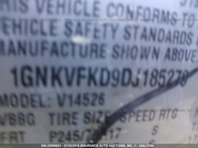 1GNKVFKD9DJ185279 - 2013 CHEVROLET TRAVERSE LS GRAY photo 9