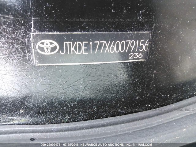 JTKDE177X60079156 - 2006 TOYOTA SCION TC BLACK photo 9