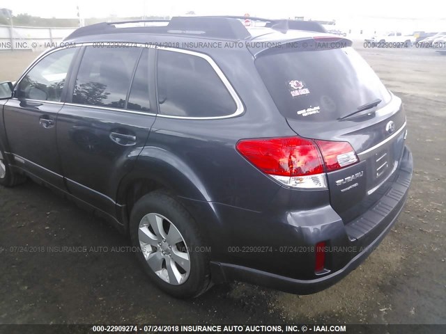 4S4BRCLC8B3419023 - 2011 SUBARU OUTBACK 2.5I LIMITED BLUE photo 3