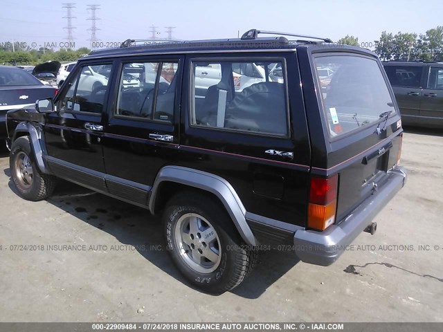 1J4FJ58S4ML514104 - 1991 JEEP CHEROKEE LAREDO BLACK photo 3