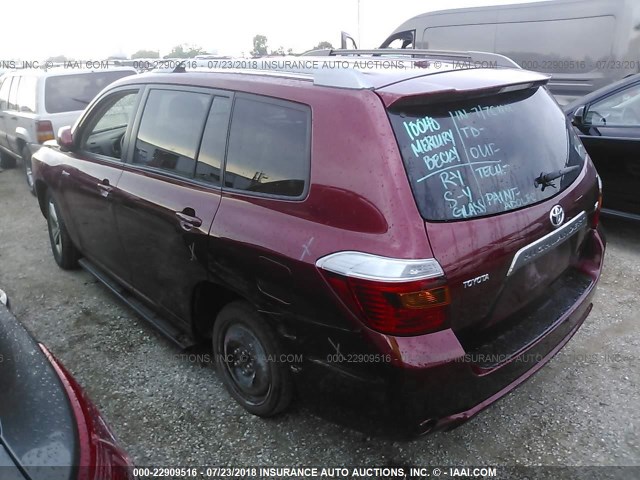 JTEDS43A992075090 - 2009 TOYOTA HIGHLANDER SPORT RED photo 3