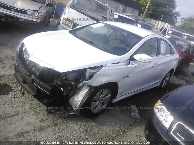 KMHEC4A45EA115468 - 2014 HYUNDAI SONATA HYBRID WHITE photo 2