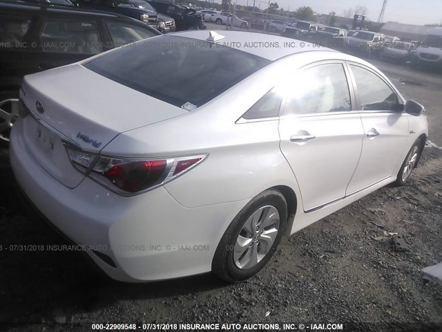 KMHEC4A45EA115468 - 2014 HYUNDAI SONATA HYBRID WHITE photo 4