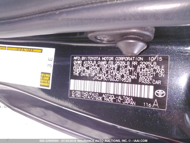 JTKJF5C76GJ019528 - 2016 TOYOTA SCION TC შავი ფოტო 9