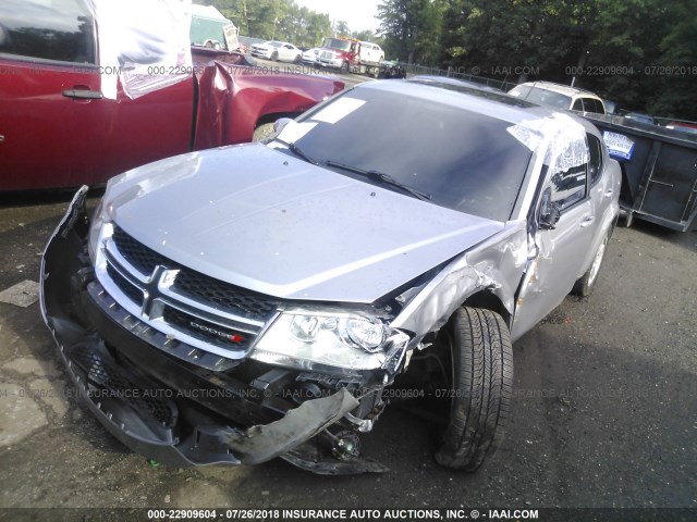 1C3CDZCB6EN227579 - 2014 DODGE AVENGER SXT SILVER photo 2