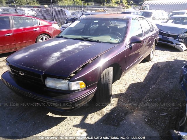1G1BL52P3SR117666 - 1995 CHEVROLET CAPRICE / IMPALA CLASSIC/SS MAROON photo 2