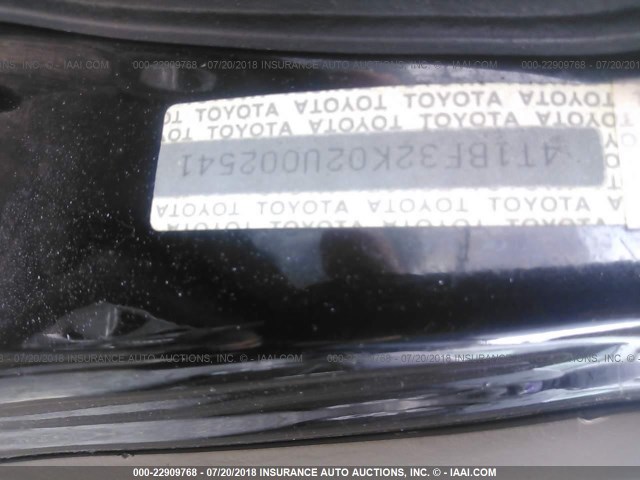 4T1BF32K02U002541 - 2002 TOYOTA CAMRY LE/XLE/SE შავი ფოტო 9