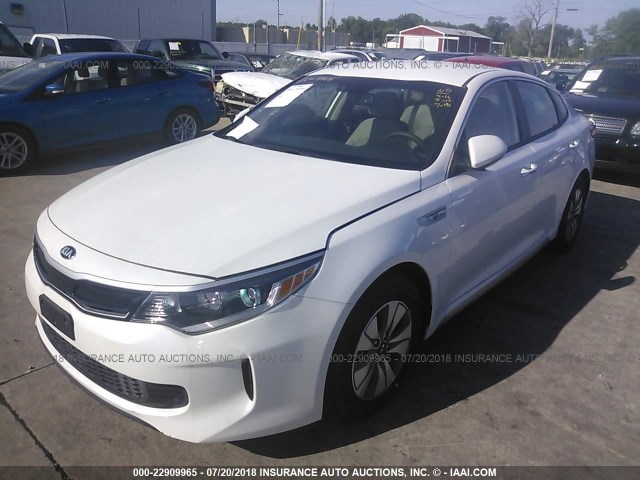 KNAGT4LE4H5009428 - 2017 KIA OPTIMA HYBRID WHITE photo 2