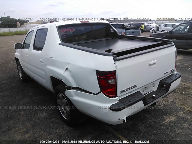 5FPYK1F59BB006560 - 2011 HONDA RIDGELINE RTL WHITE photo 3