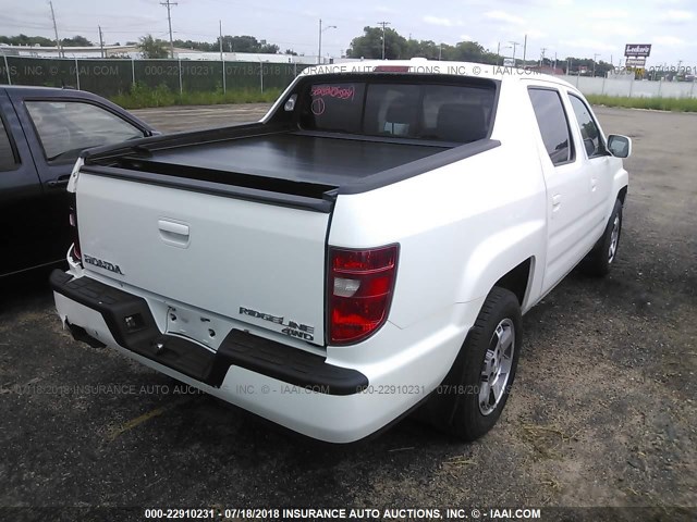 5FPYK1F59BB006560 - 2011 HONDA RIDGELINE RTL WHITE photo 4