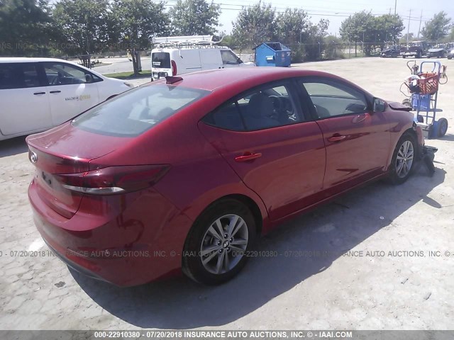 5NPD84LF9JH263478 - 2018 HYUNDAI ELANTRA SEL/VALUE/LIMITED RED photo 4