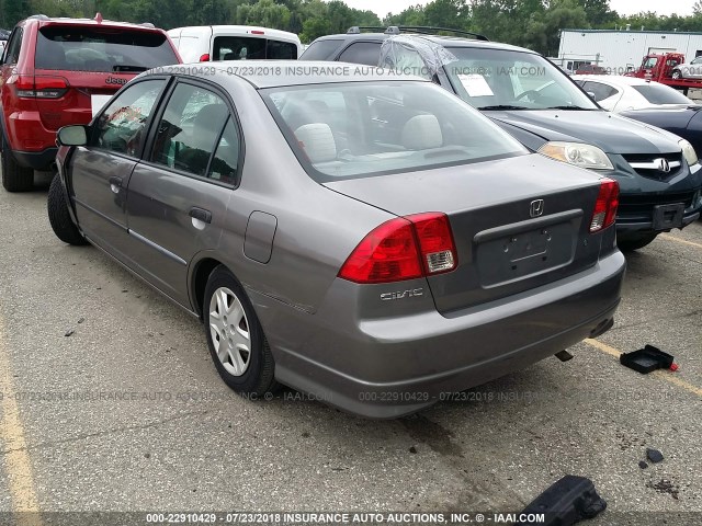1HGES16325L025030 - 2005 HONDA CIVIC DX VP GRAY photo 3