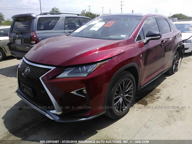 2T2ZZMCAXHC035182 - 2017 LEXUS RX 350/BASE/F SPORT RED photo 2