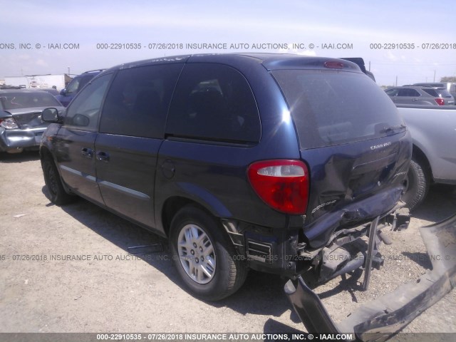 1B4GP45312B572185 - 2002 DODGE CARAVAN SPORT BLUE photo 3