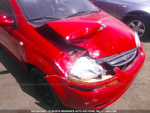 KL1TD66636B631071 - 2006 CHEVROLET AVEO LS RED photo 6
